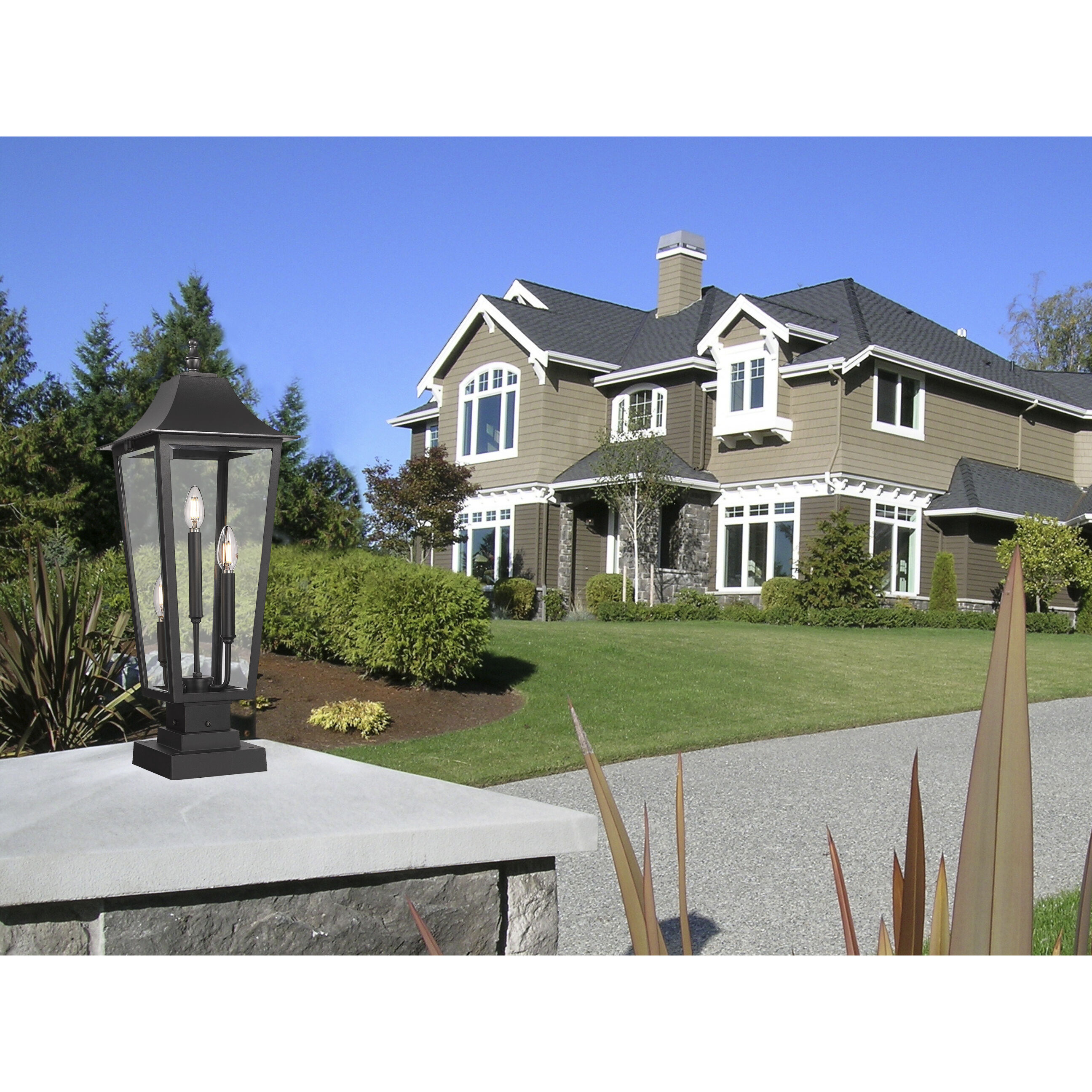 Gannon 3 Light 27.75 inch Black Outdoor Pier Mounted Fixture in G9