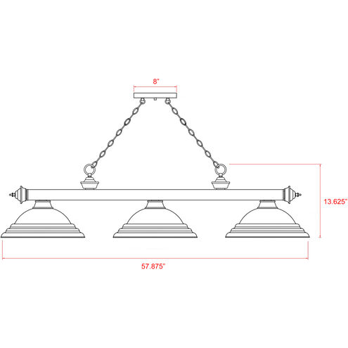 Cordon 3 Light 58 inch Bronze Billiard Ceiling Light in Golden Mottle Glass
