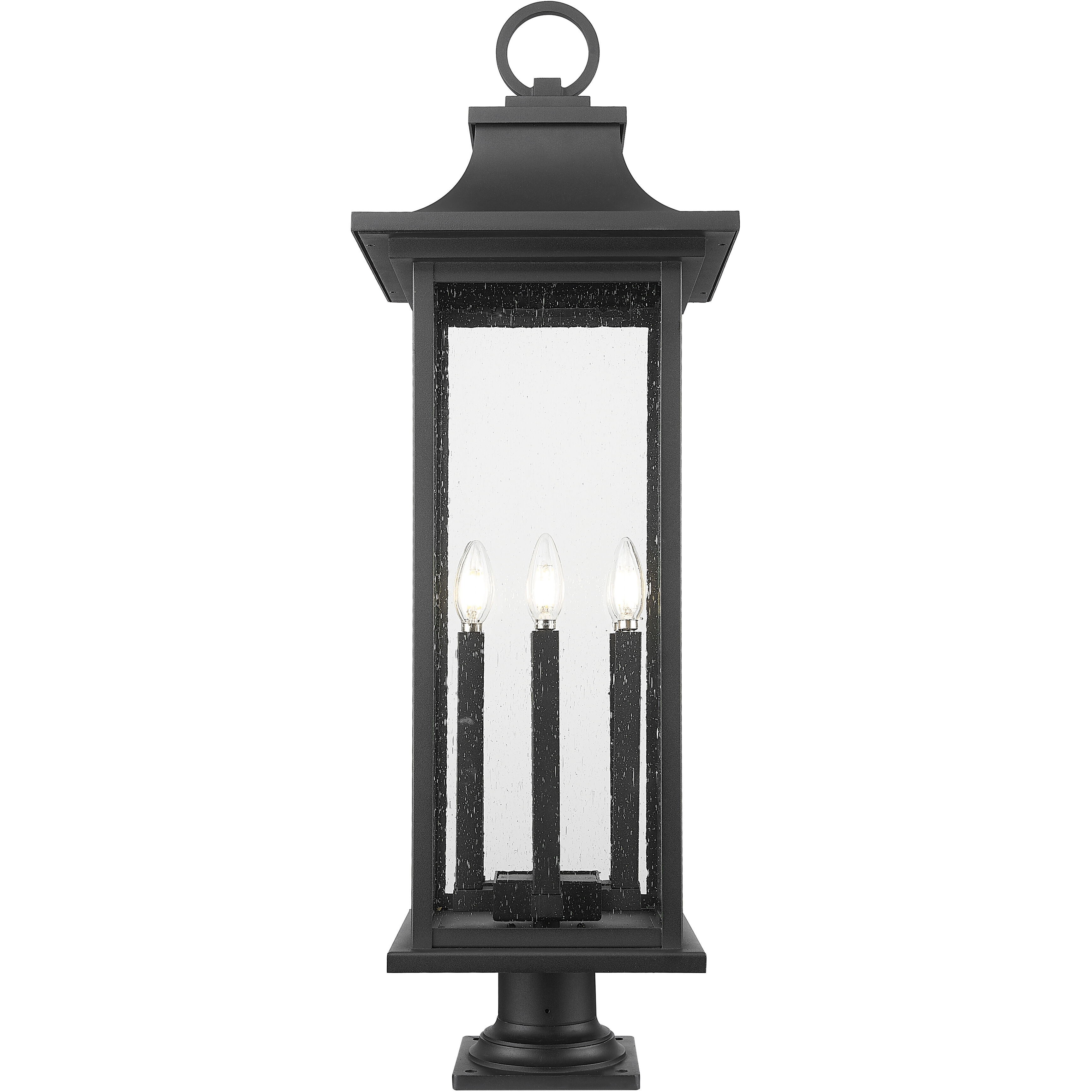 Tiberius 6 Light 36.75 inch Black Outdoor Pier Mounted Fixture in Clear Seedy Glass