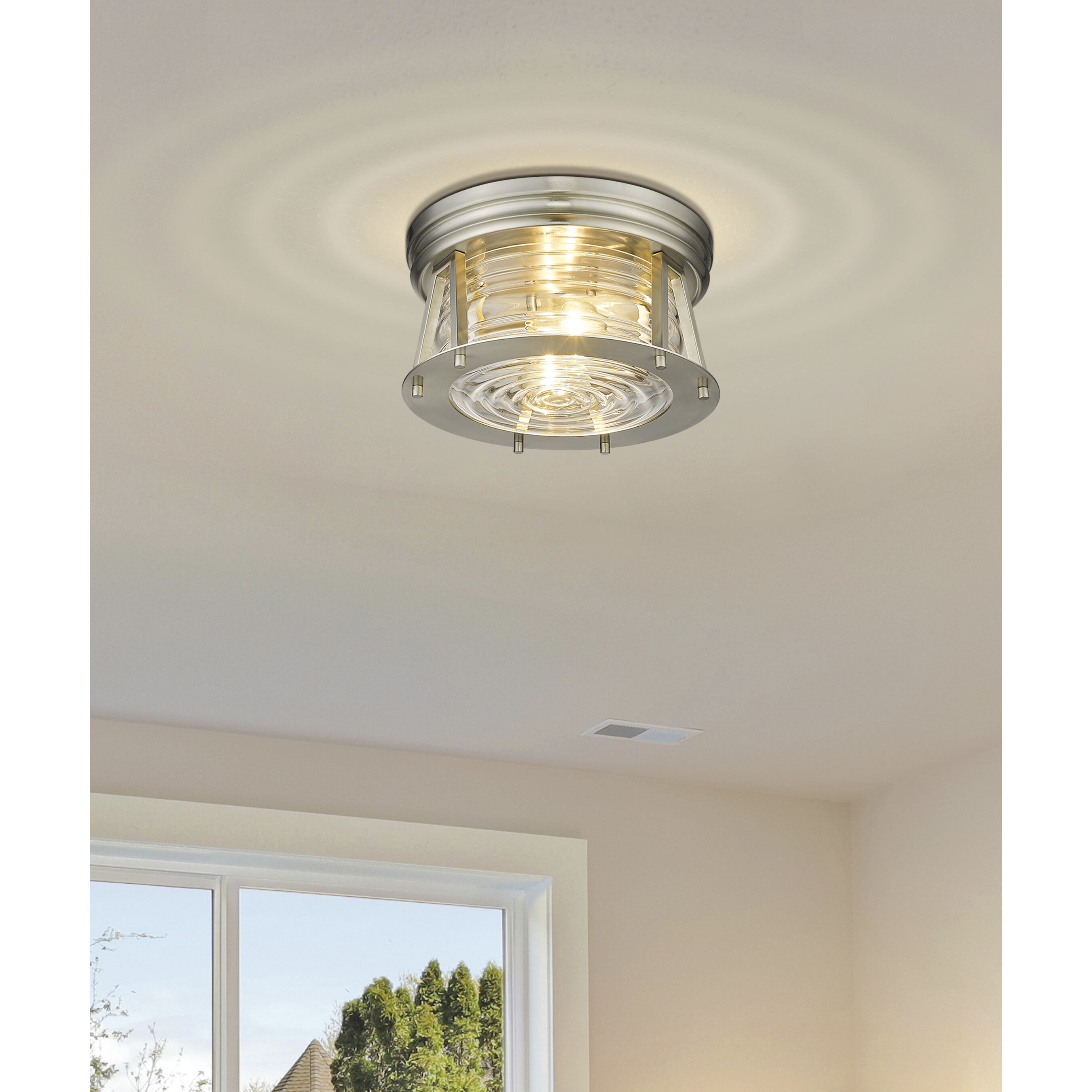 Cape Harbor 2 Light 12 inch Brushed Nickel Flush Mount Ceiling Light