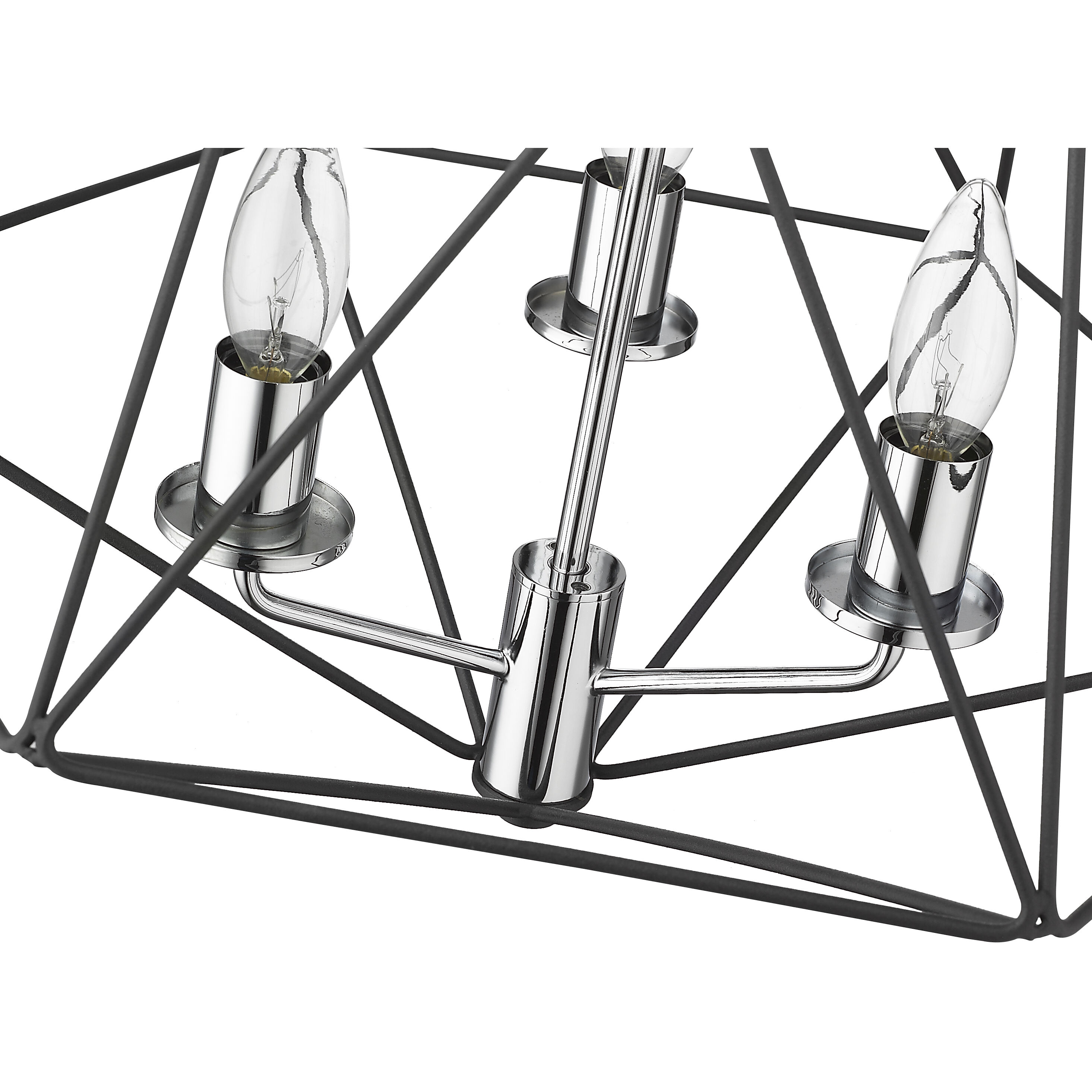 Geo 3 Light 18 inch Matte Black and Chrome Semi Flush Mount Ceiling Light