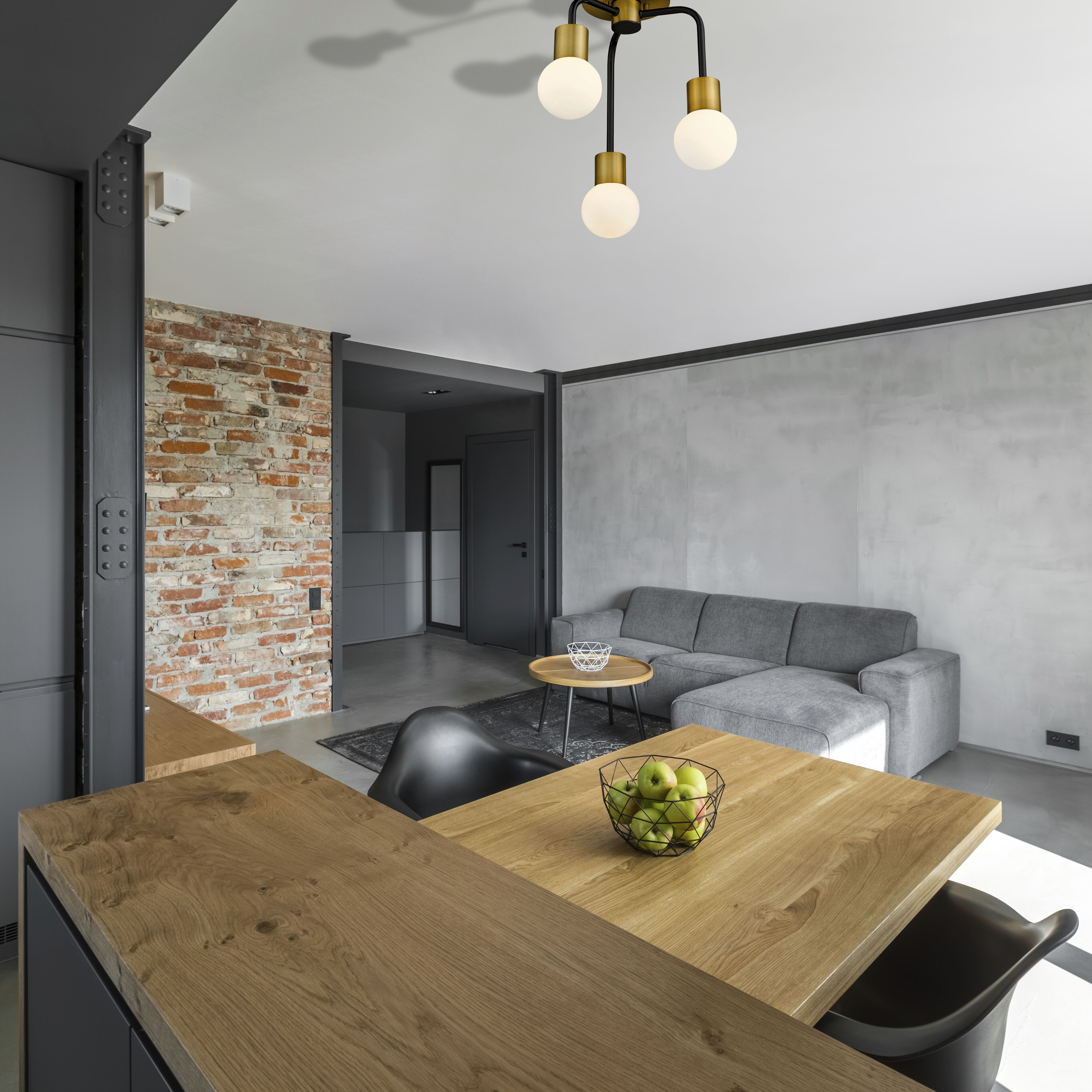 Neutra 3 Light 11.75 inch Matte Black and Foundry Brass Chandelier Ceiling Light