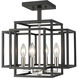 Titania 4 Light 14 inch Black and Brushed Nickel Semi Flush Mount Ceiling Light in 5.2