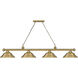 Cordon 4 Light 81.75 inch Rubbed Brass Billiard Ceiling Light in Rubbed Brass Metal