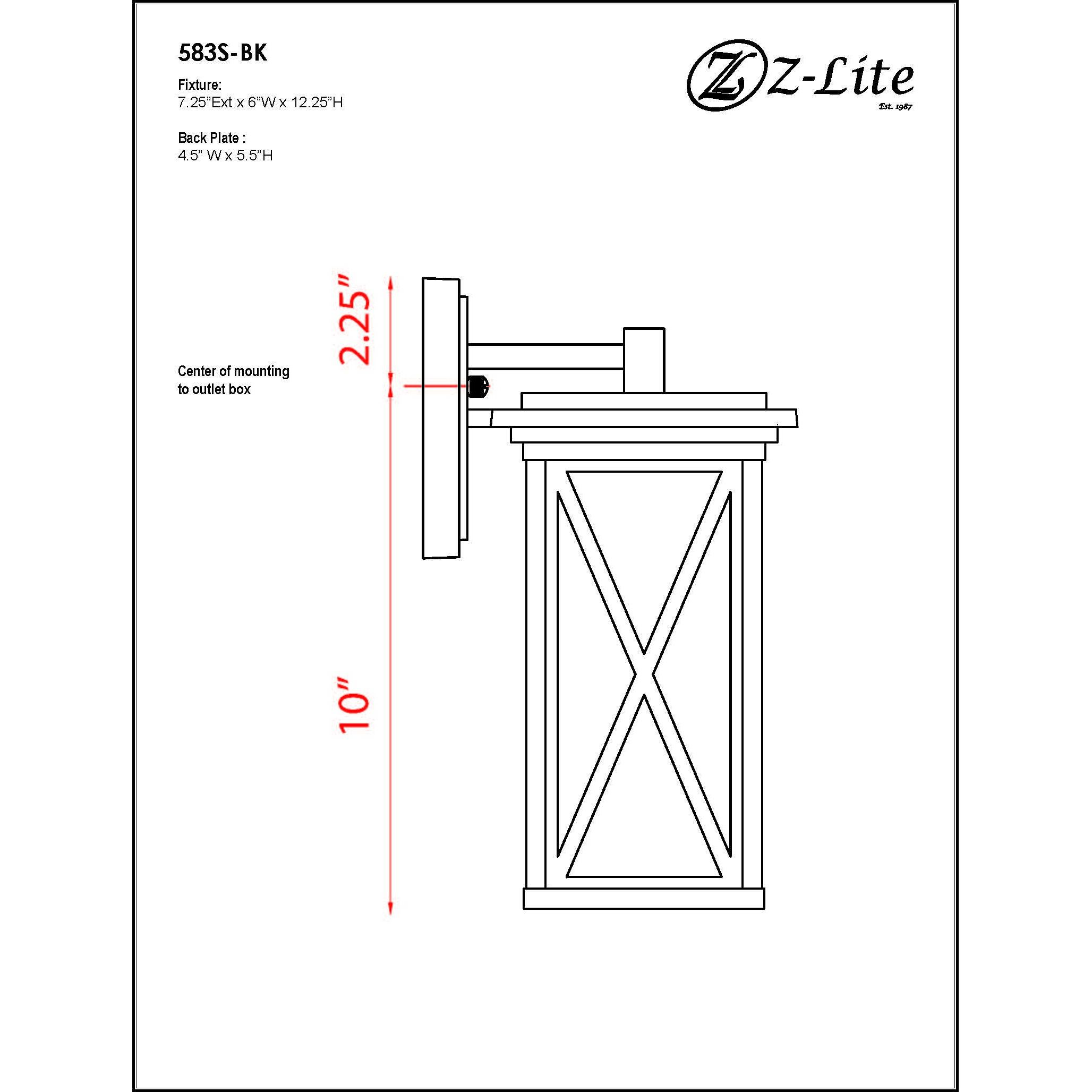 Brookside 1 Light 12.25 inch Black Outdoor Wall Light
