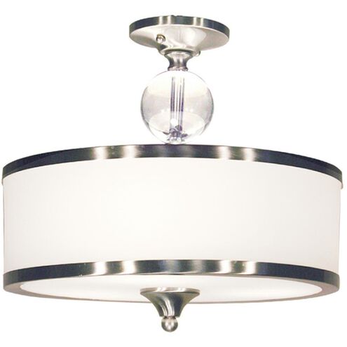 Cosmopolitan 3 Light 15.5 inch Brushed Nickel Semi Flush Mount Ceiling Light