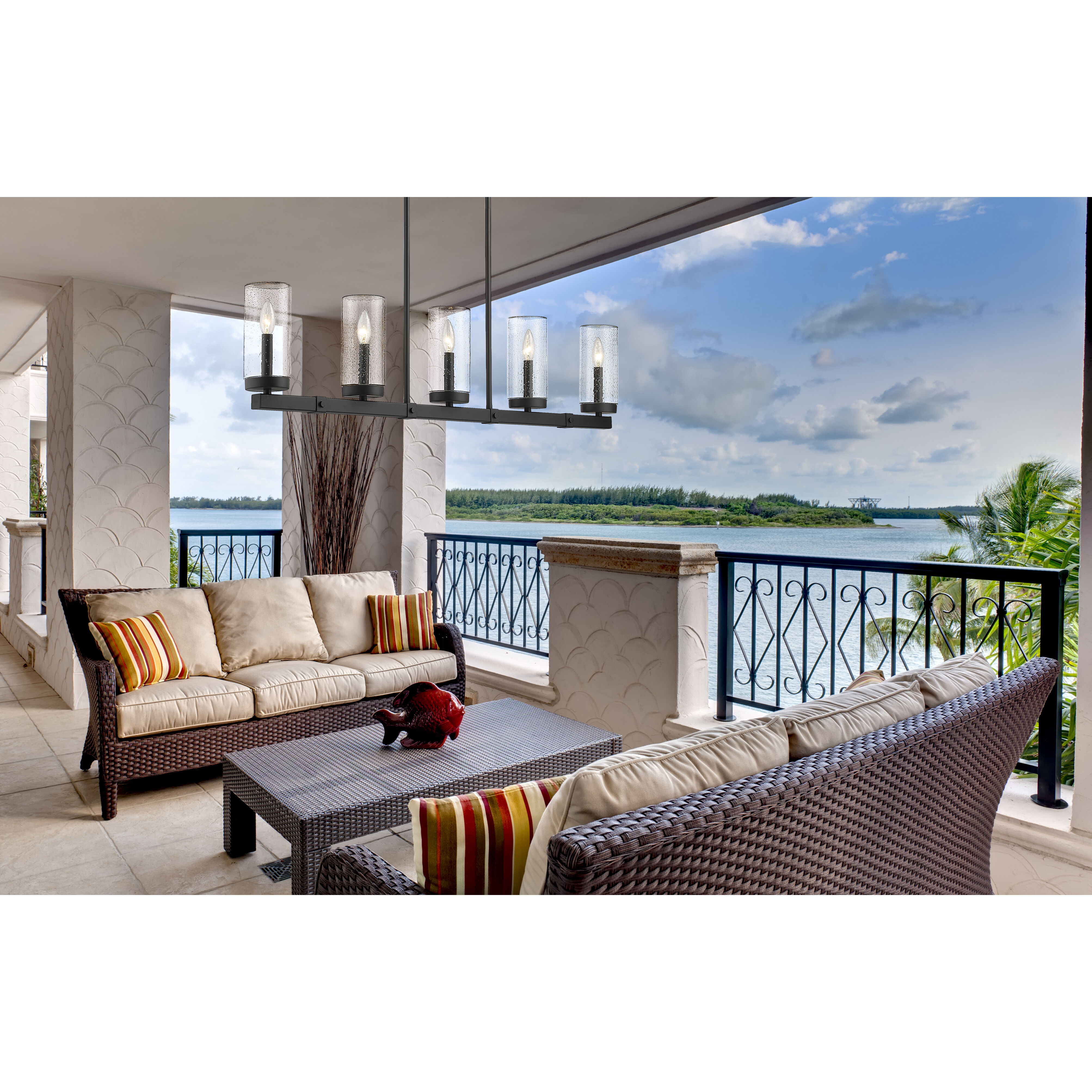 Marlow 5 Light 4.5 inch Matte Black Outdoor Linear Chandelier