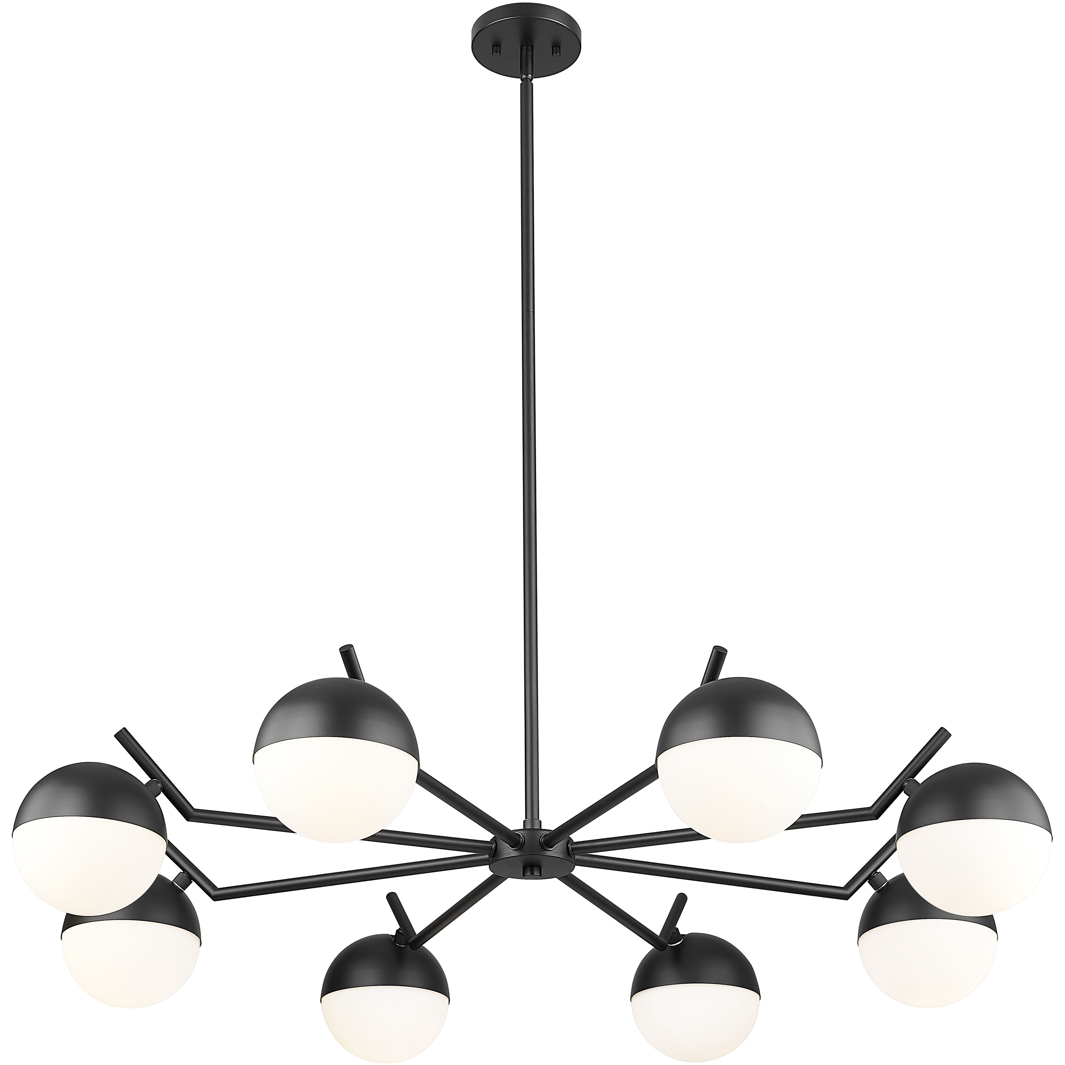 Realm Sphere 8 Light 44 inch Matte Black Chandelier Ceiling Light