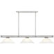 Vanguard 3 Light 58.5 inch Brushed Nickel Billiard Ceiling Light in White Mottle Glass