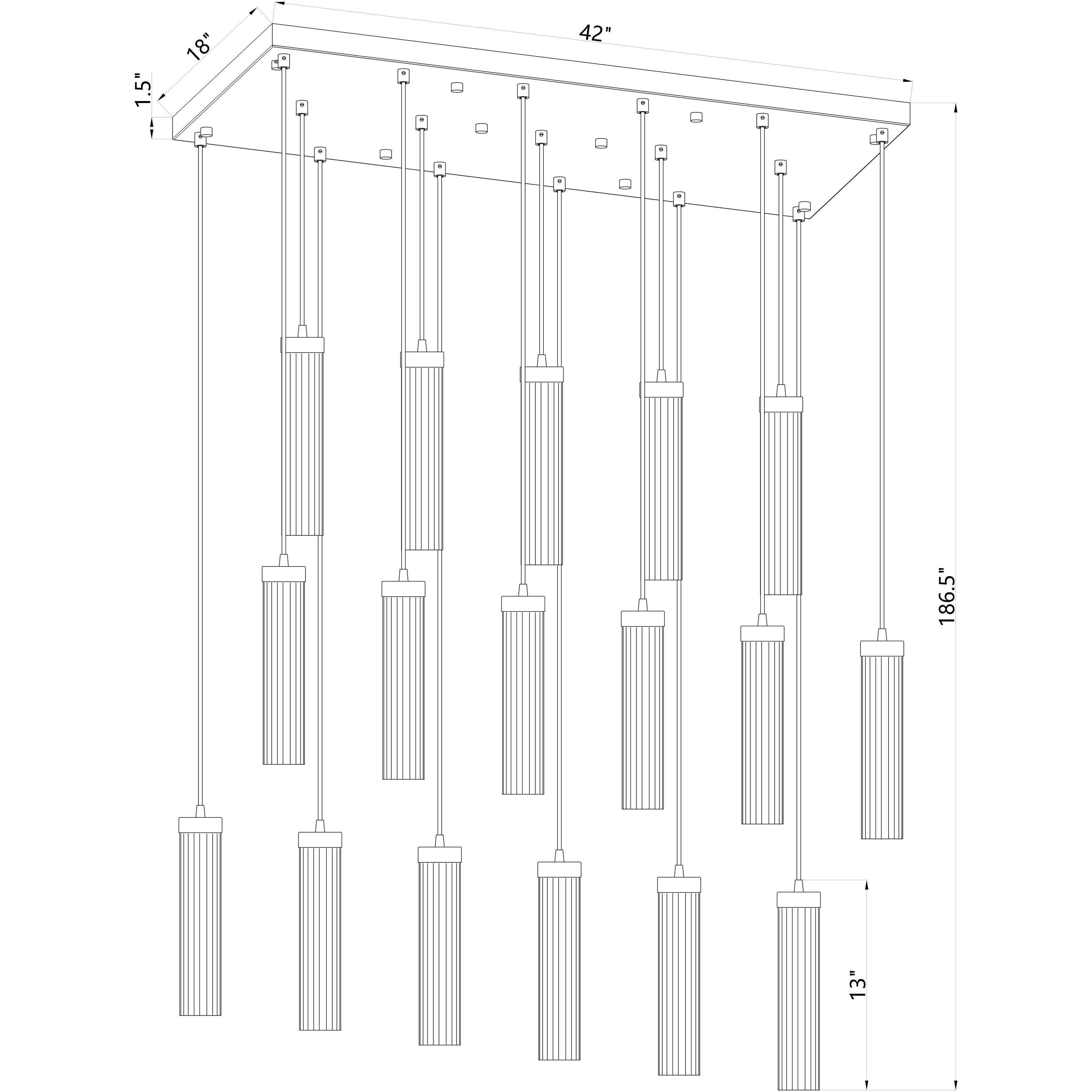 Beau 17 Light 42 inch Matte Black Linear Chandelier Ceiling Light