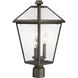 Talbot 3 Light 20 inch Oil Rubbed Bronze Outdoor Post Mount Fixture in Seedy Glass