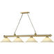 Cordon 4 Light 81.75 inch Rubbed Brass Billiard Ceiling Light in Golden Mottle Glass
