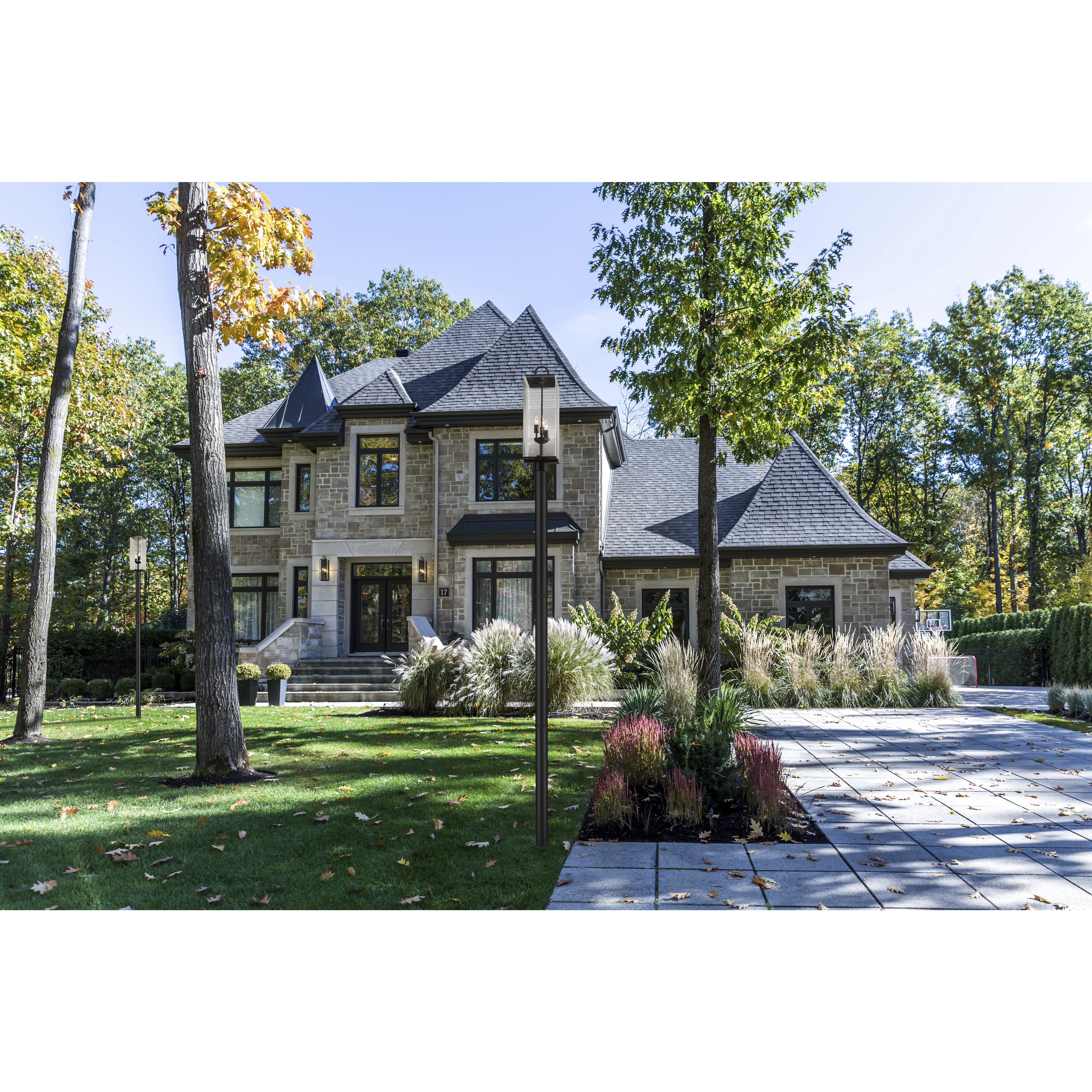 Sana 3 Light 100.25 inch Black Outdoor Post Mounted Fixture