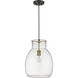 Bella 1 Light 12 inch Matte Black and Olde Brass Pendant Ceiling Light