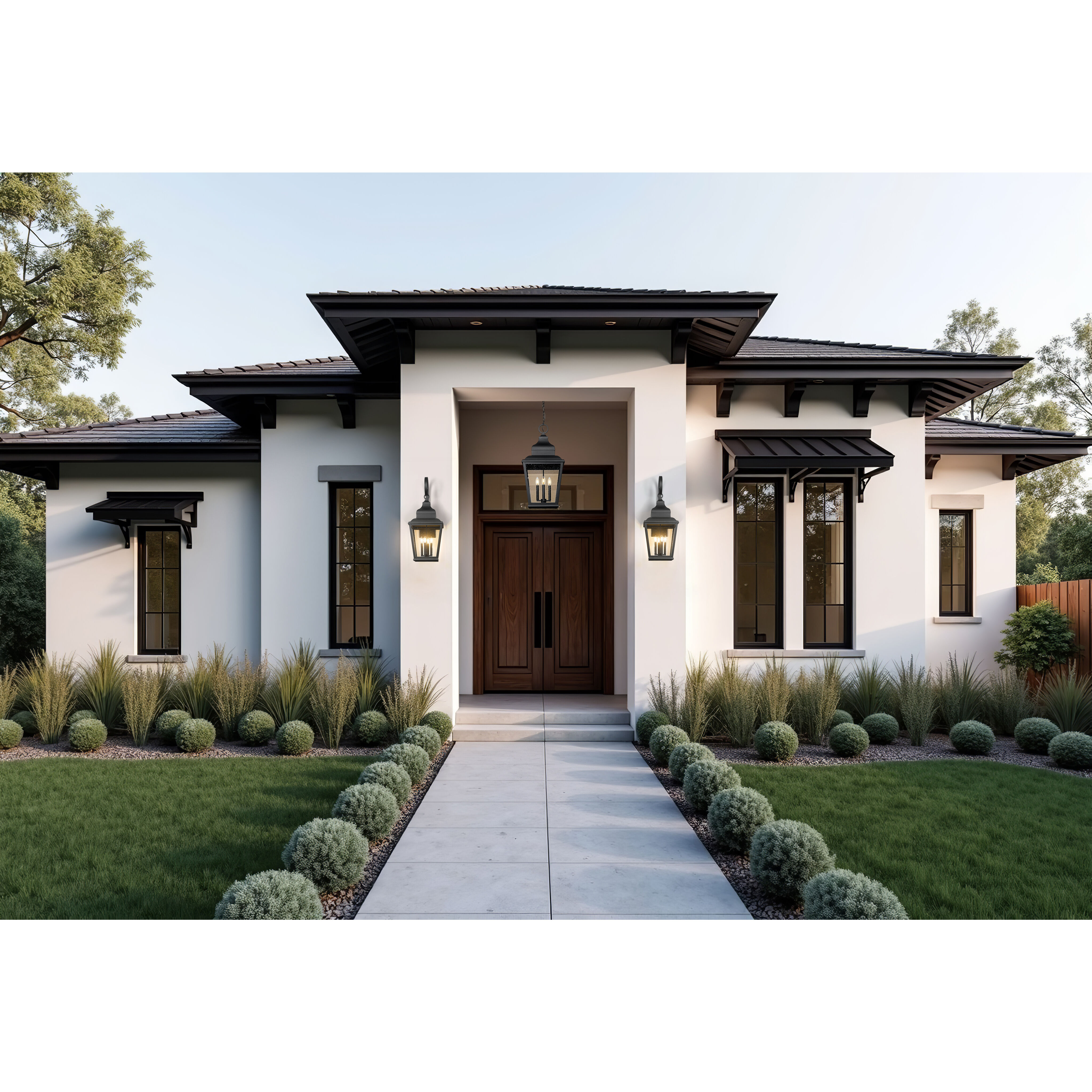 Raphael 4 Light 14 inch Sand Black Outdoor Chain Mount Ceiling Fixture in Soft Sand Black