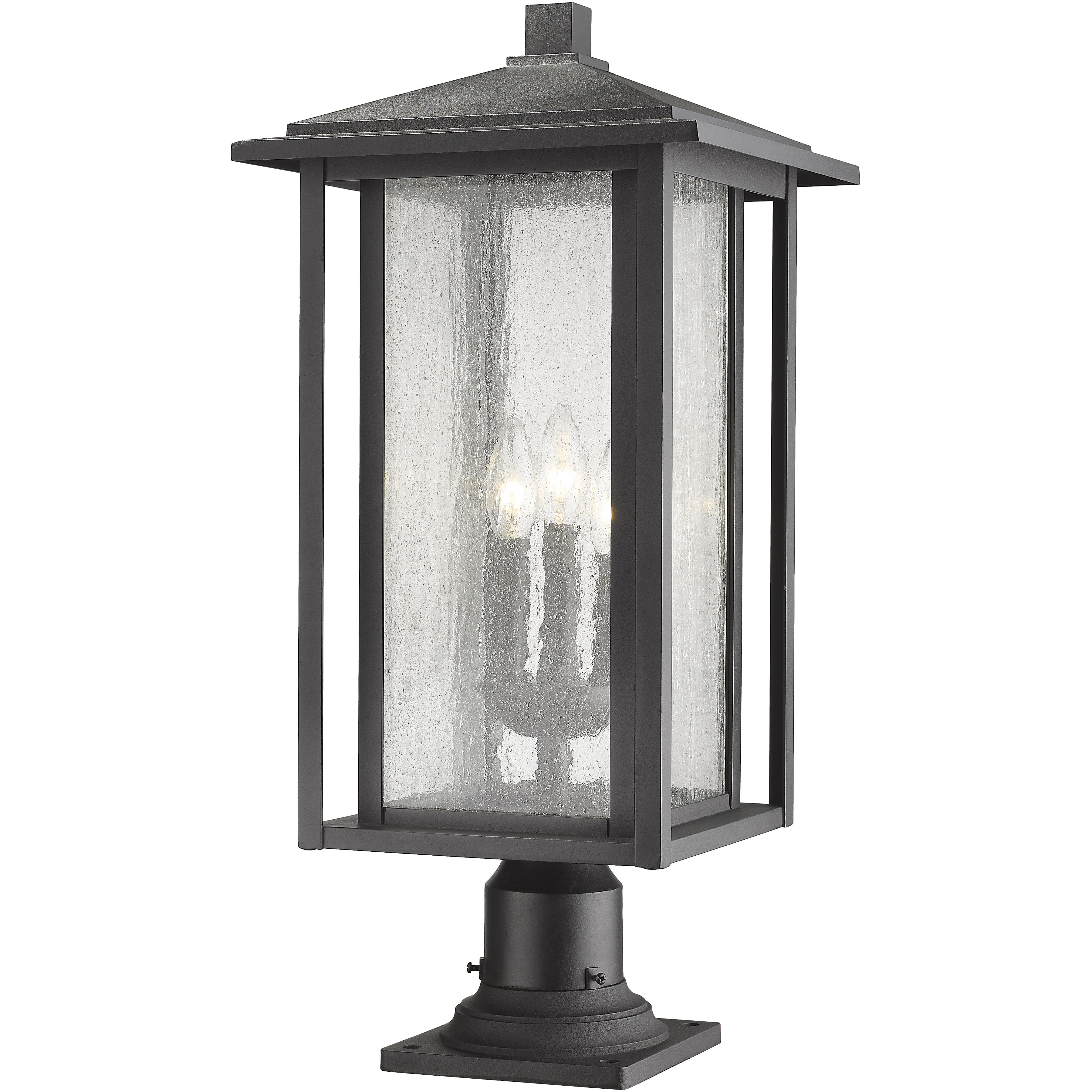 Aspen 3 Light 24.5 inch Black Outdoor Pier Mounted Fixture