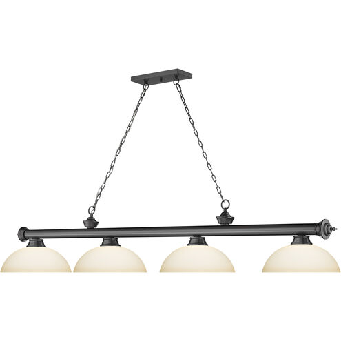 Cordon 4 Light 81.25 inch Bronze Plate Billiard Ceiling Light in Matte Opal Glass