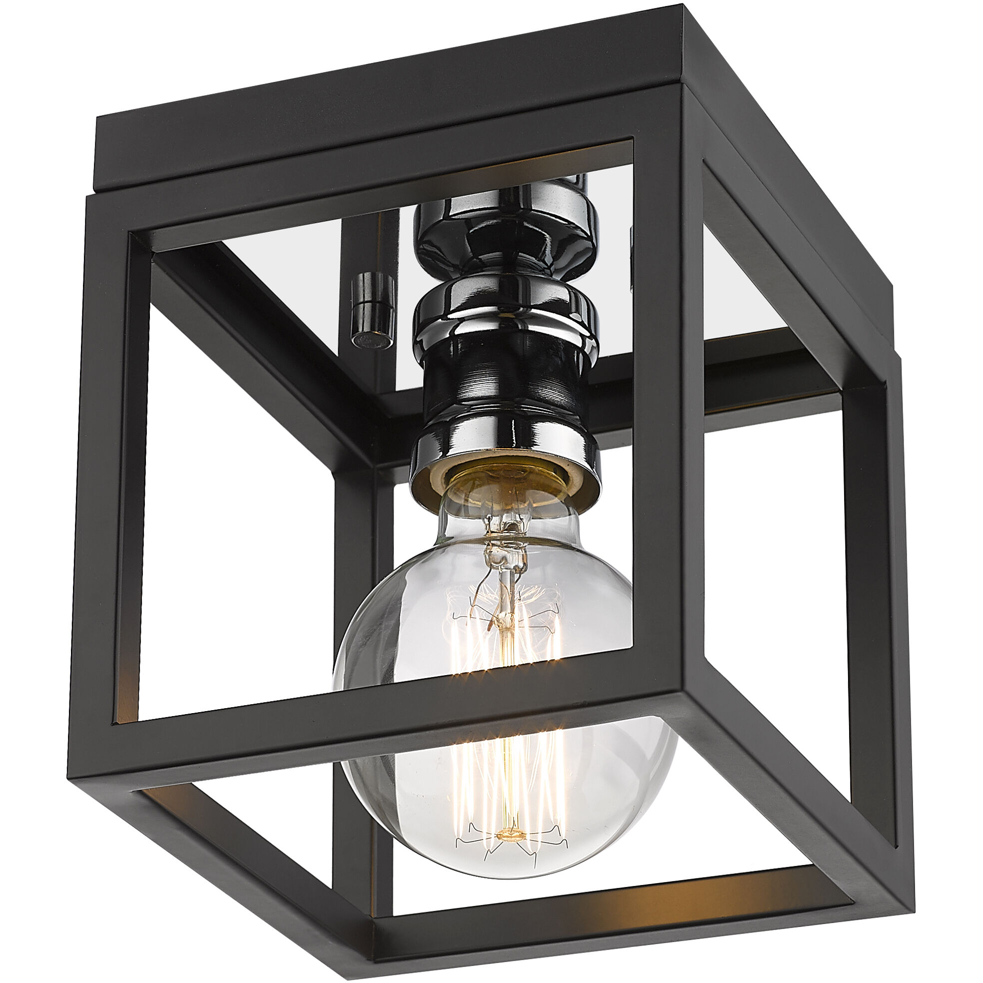 Kube 1 Light 5.75 inch Matte Black and Chrome Flush Mount Ceiling Light