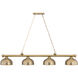 Cordon 4 Light 81.25 inch Heritage Brass Billiard Ceiling Light in Heritage Brass Metal and Glass