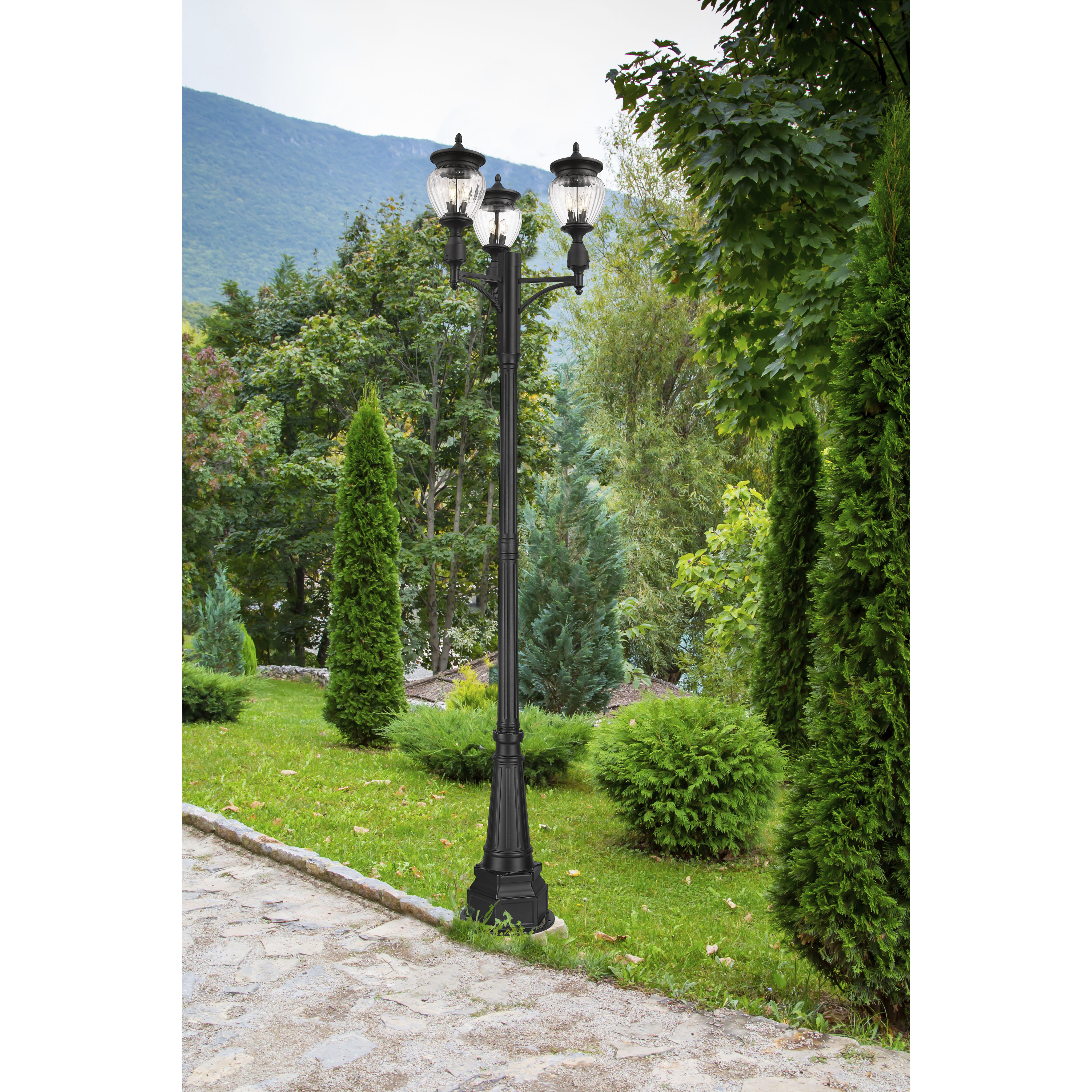 Davina 3 Light 115.25 inch Black Outdoor Post Mounted Fixture in G9