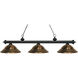 Riviera 3 Light 58.75 inch Matte Black Billiard Ceiling Light in Antique Copper Steel, 12.95