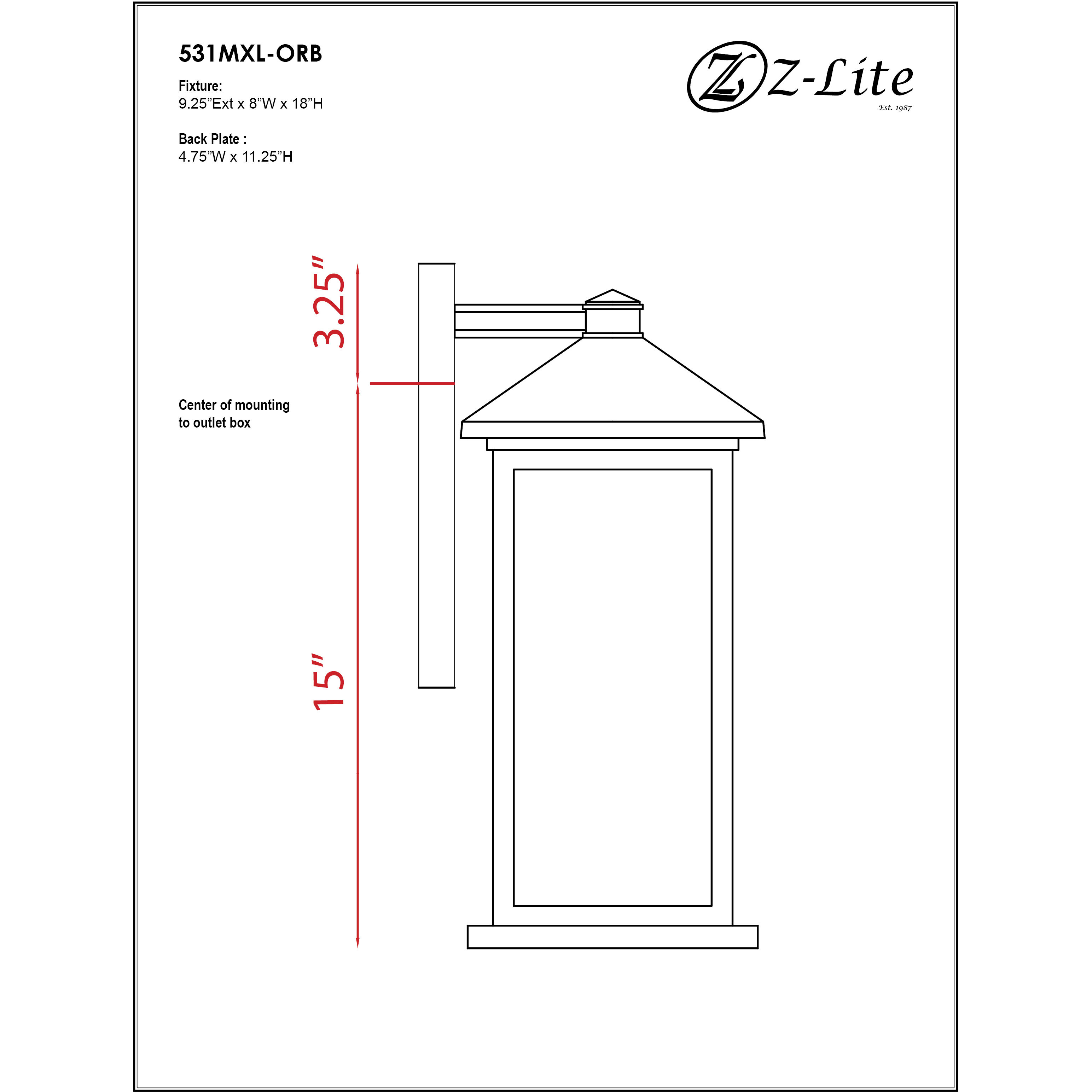 Portland 1 Light 18 inch Oil Rubbed Bronze Outdoor Wall Light in Clear Seedy Glass