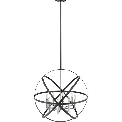 Cavallo 8 Light 30 inch Hammered Black and Chrome Chandelier Ceiling Light