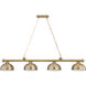 Cordon 4 Light 81.25 inch Heritage Brass Billiard Ceiling Light in Heritage Brass Metal and Glass