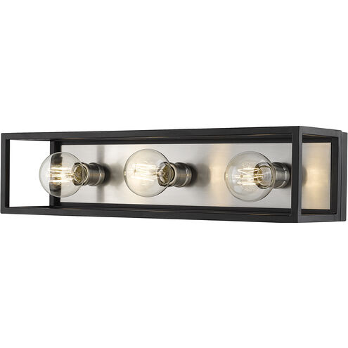 Kube 3 Light 23.5 inch Matte Black and Brushed Nickel Vanity Wall Light