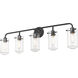 Delaney 5 Light 38 inch Matte Black Vanity Wall Light