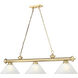 Cordon 3 Light 57.25 inch Heritage Brass Billiard Ceiling Light in White Linen Glass