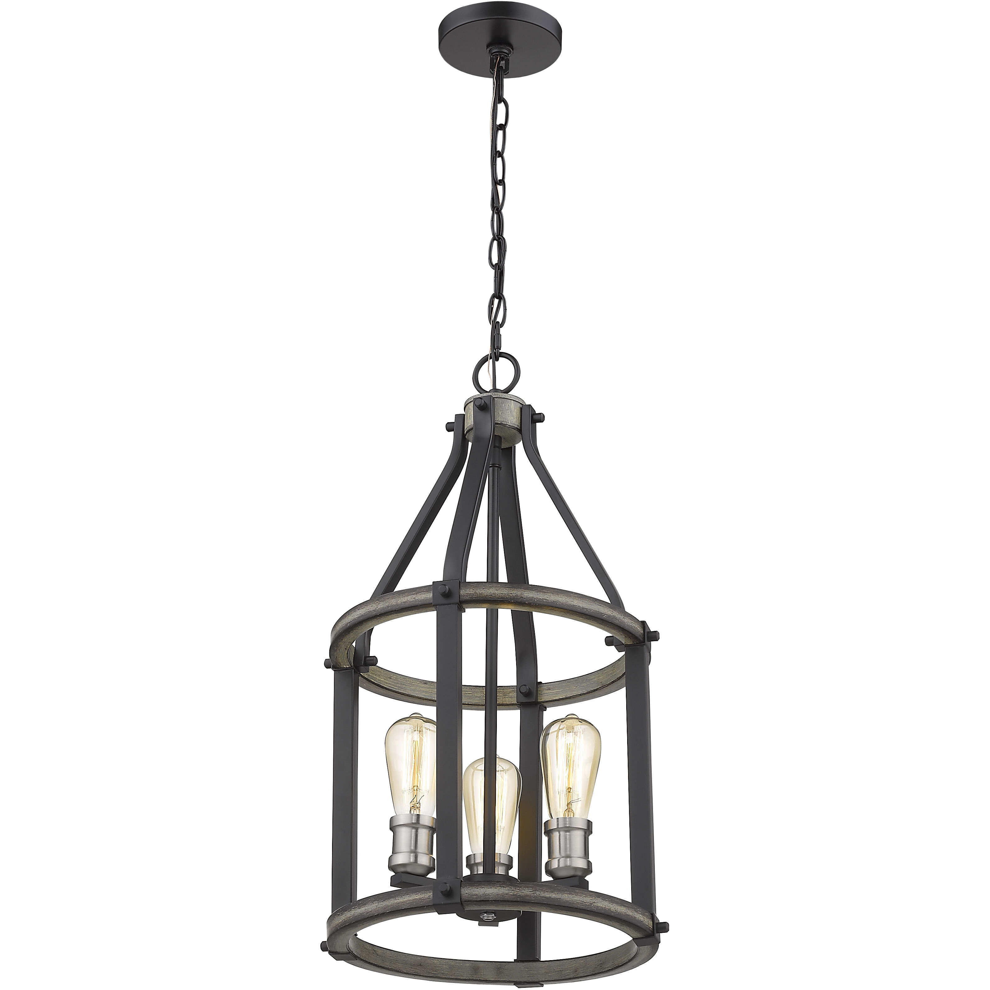 Kirkland 3 Light 12 inch Ashen Barnboard Pendant Ceiling Light