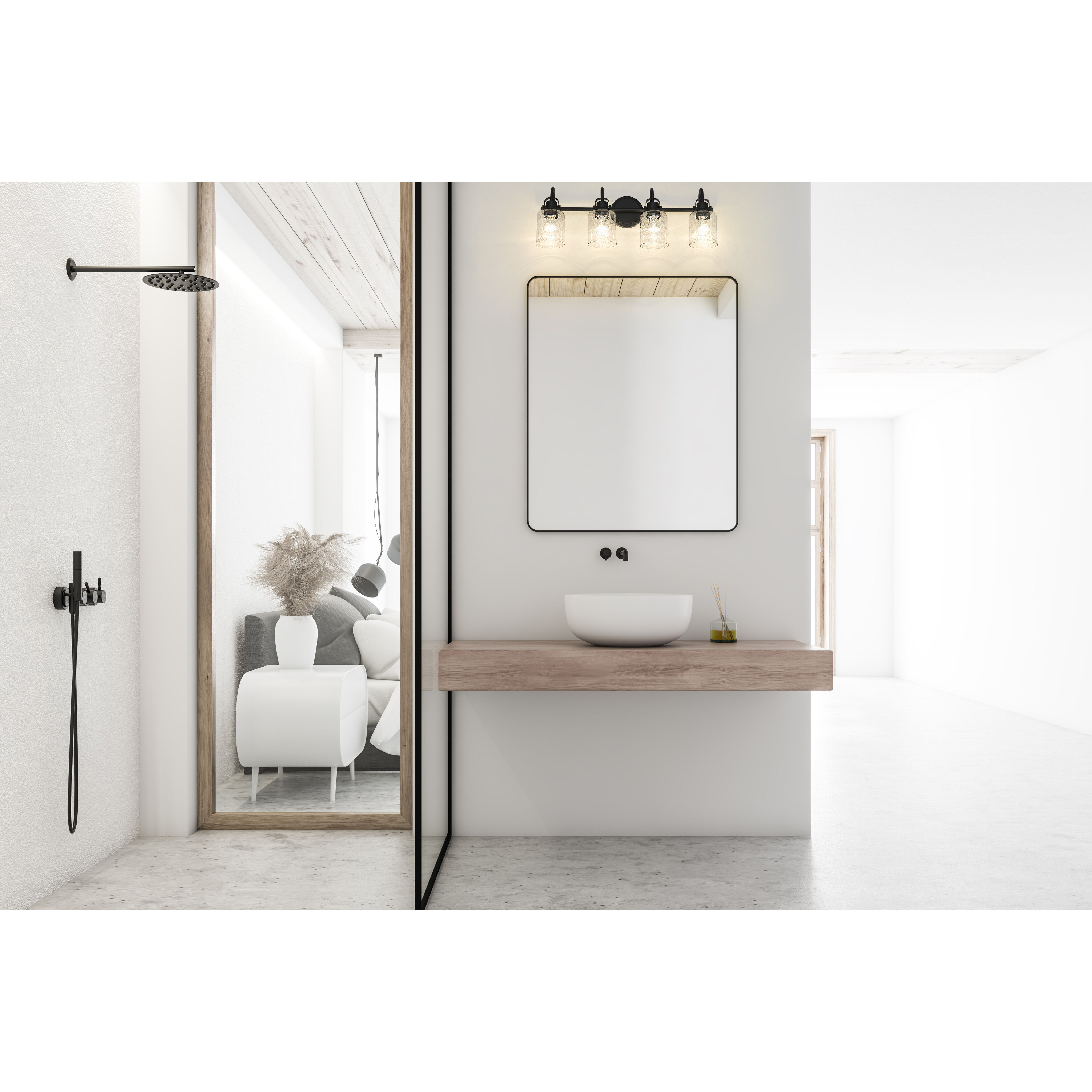 Kinsley 4 Light 28 inch Matte Black Bath Vanity Wall Light