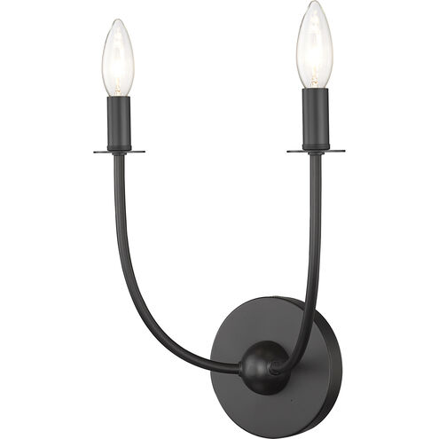 Shannon 2 Light 12.75 inch Matte Black Wall Sconce Wall Light
