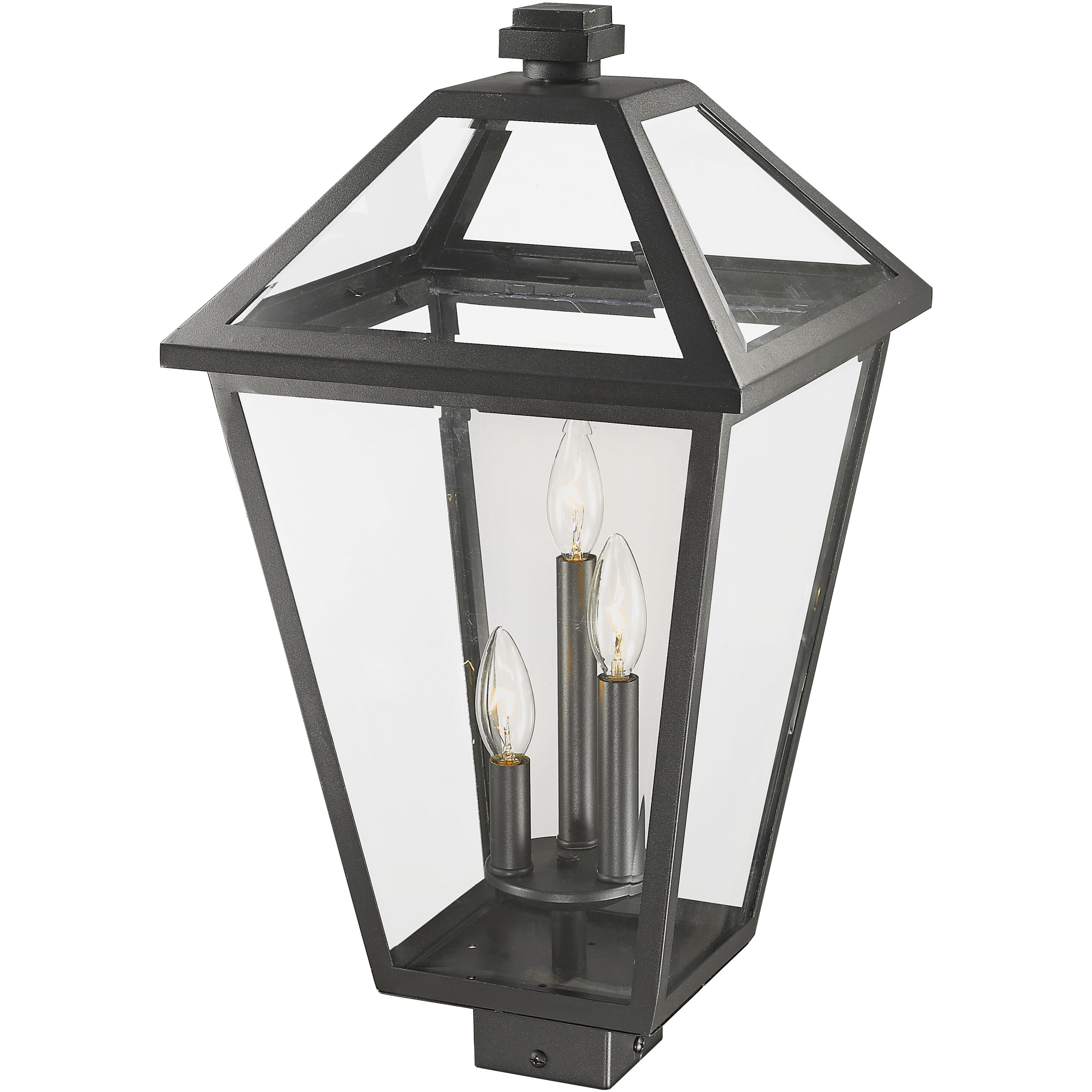 Talbot 3 Light 22.25 inch Black Outdoor Post Mount Fixture in Clear Beveled Glass