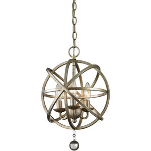Acadia 3 Light 12 inch Antique Silver Chandelier Ceiling Light