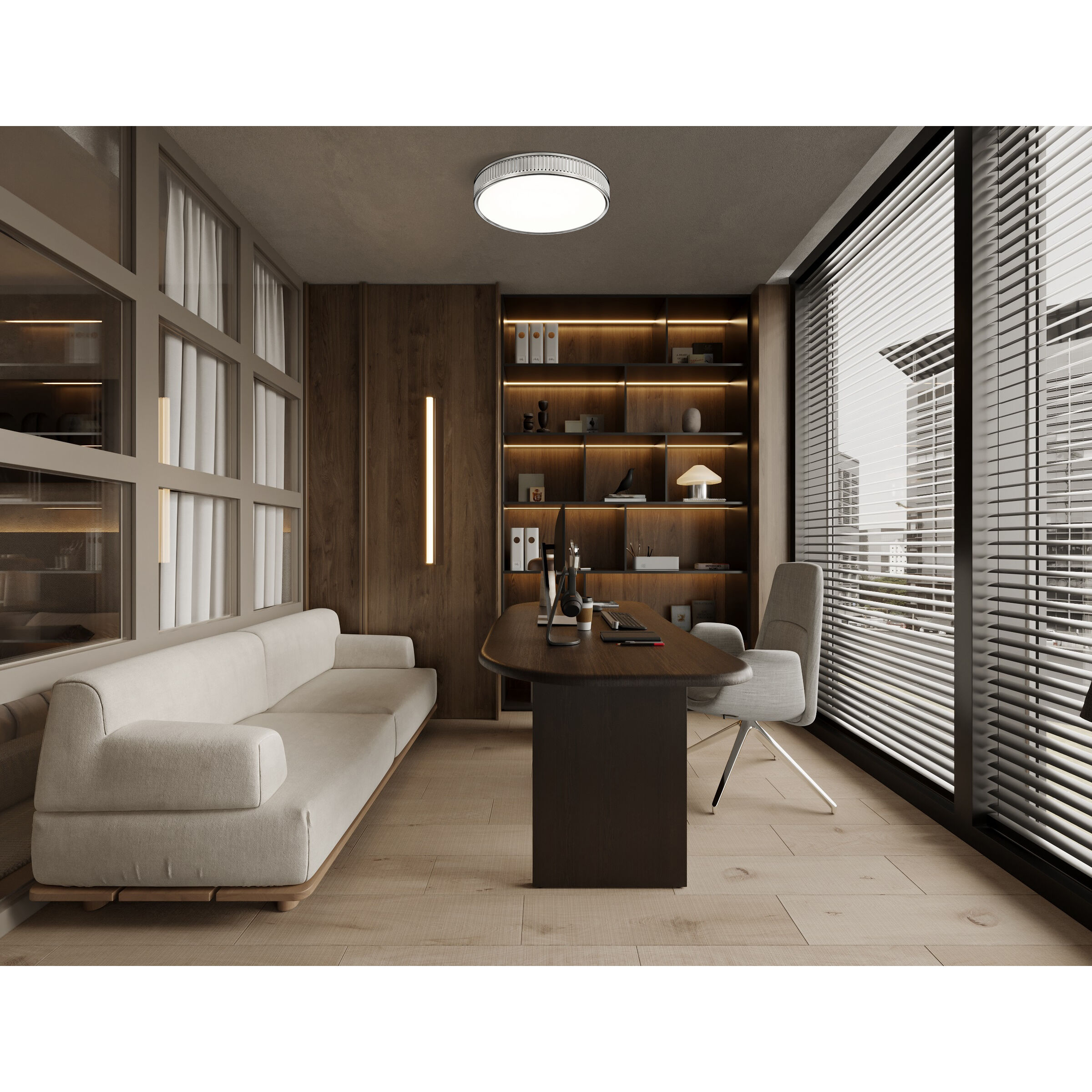 Stari LED 16.75 inch Brushed Nickel Flush Mount Ceiling Light