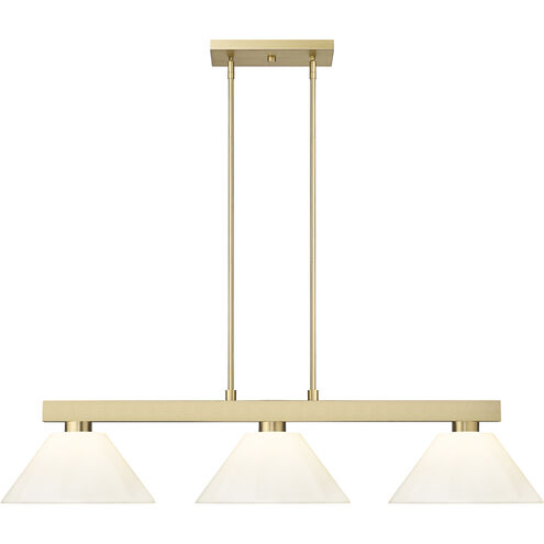 Cobalt 3 Light 49.75 inch Modern Gold Billiard Light Ceiling Light in White Plastic