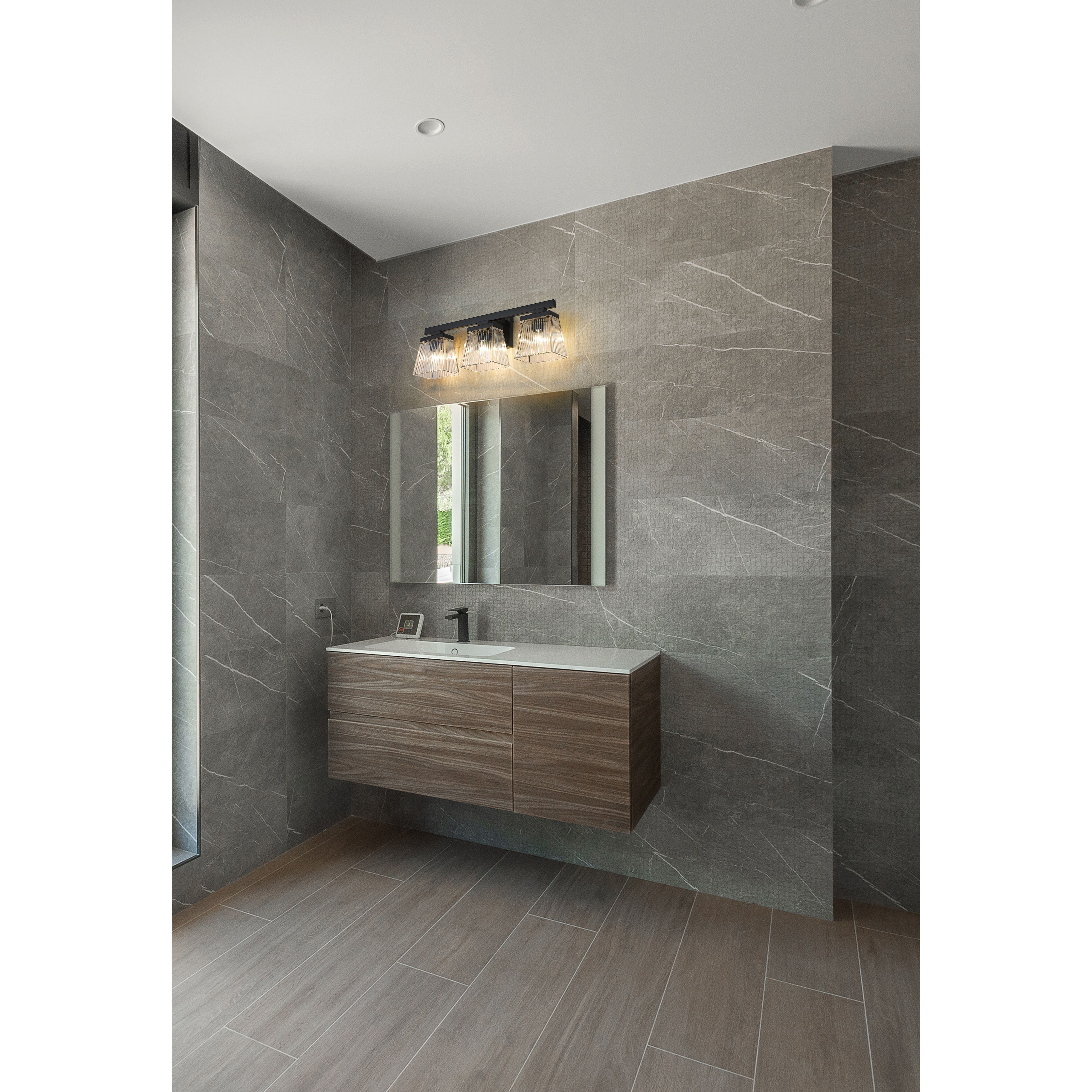 Astor 3 Light 23 inch Matte Black Vanity Wall Light