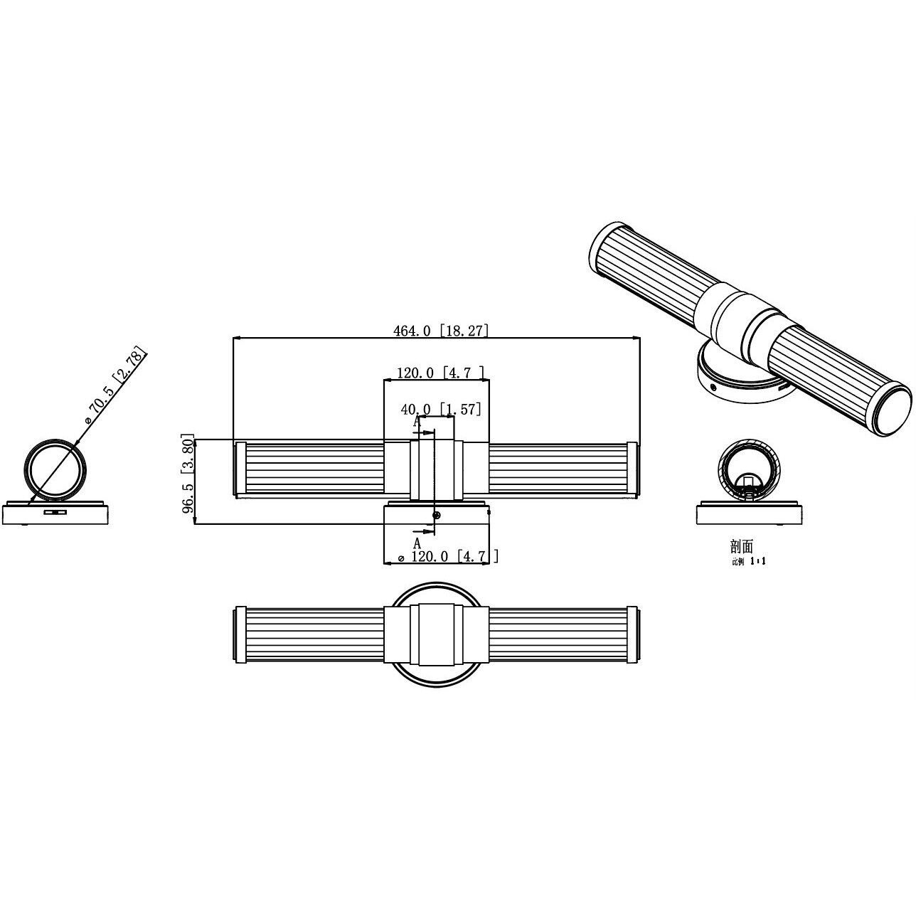 Warwick LED 18.5 inch Matte Black Bath Vanity Wall Light