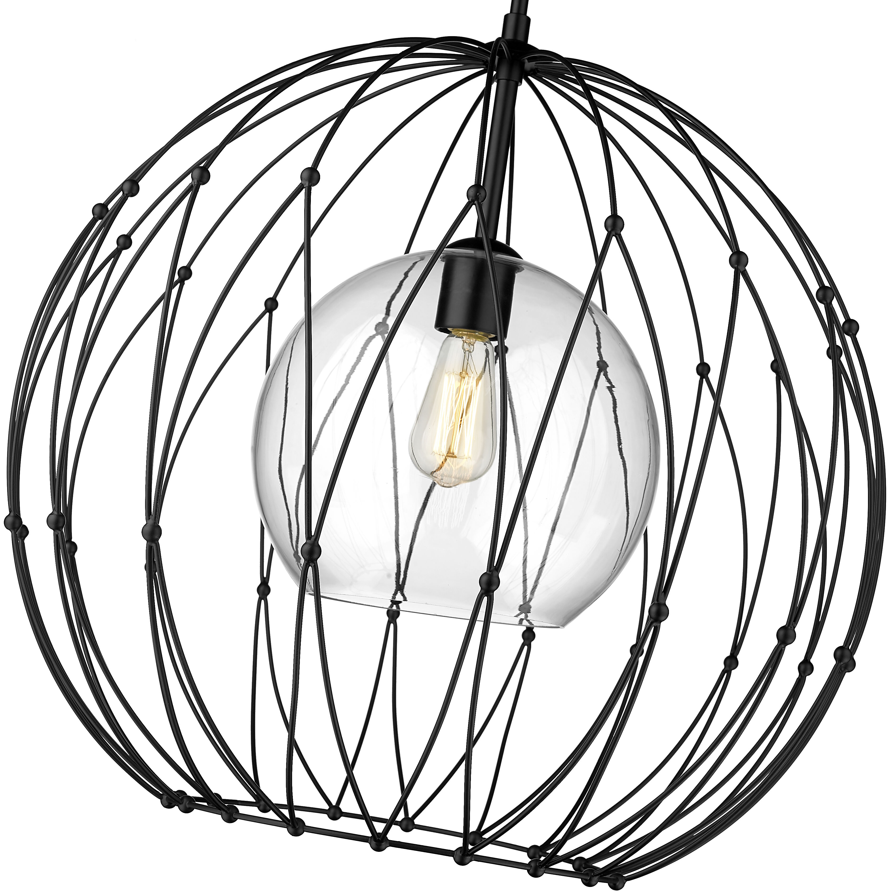 Elle 1 Light 24 inch Matte Black Pendant Ceiling Light