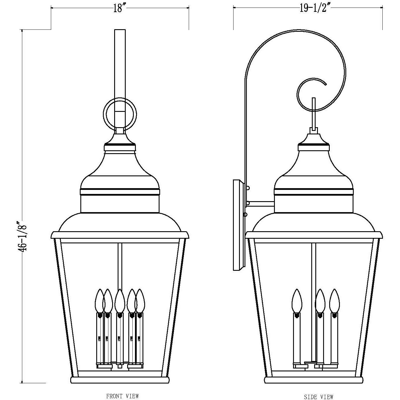 Raphael 5 Light 46.25 inch Sand Black Outdoor Wall Light in Soft Sand Black