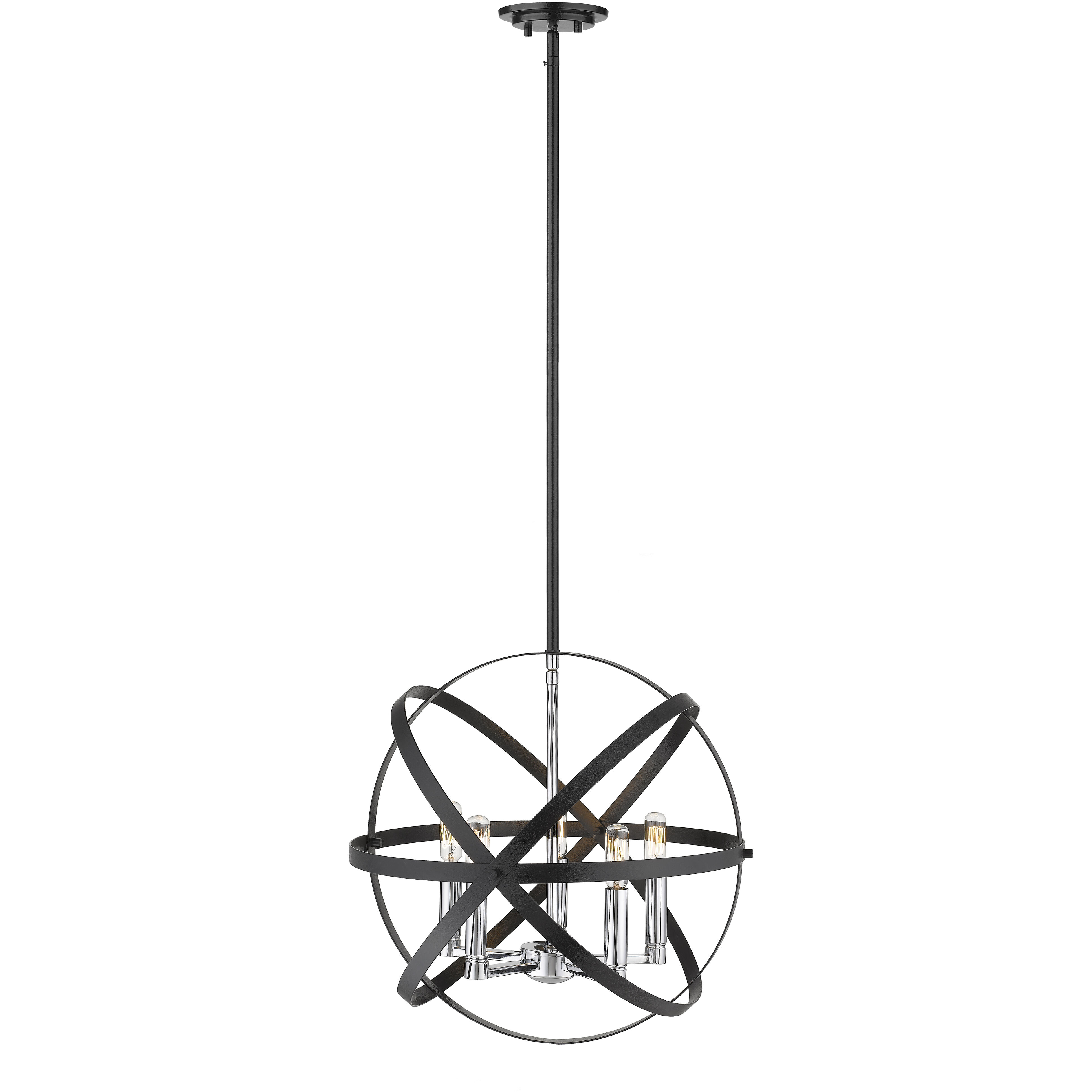 Cavallo 5 Light 18 inch Hammered Black and Chrome Pendant Ceiling Light