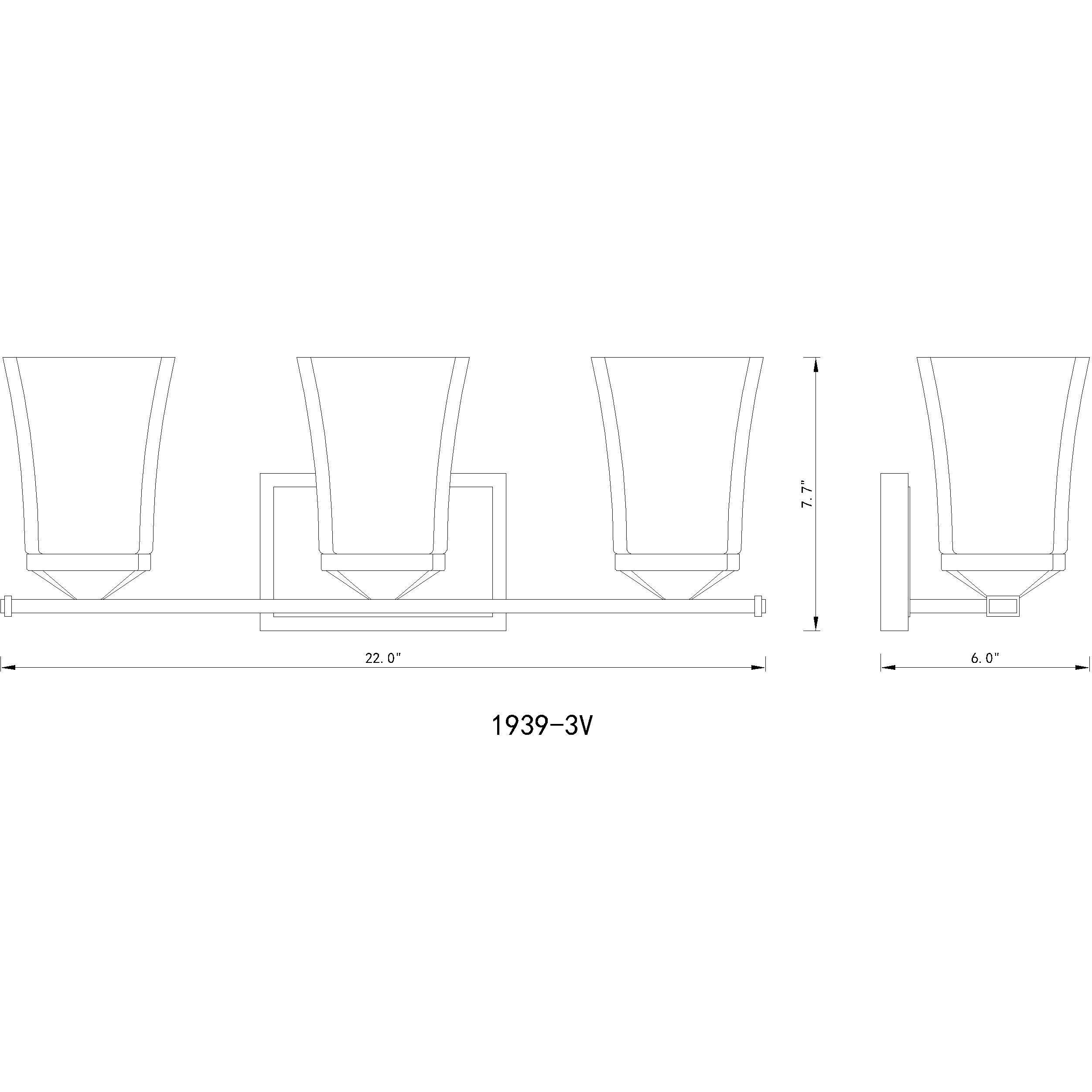 Darcy 3 Light 22 inch Chrome Vanity Wall Light