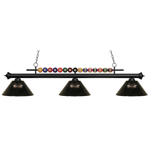 Shark 3 Light 58 inch Matte Black Billiard Ceiling Light in Smoke Acrylic