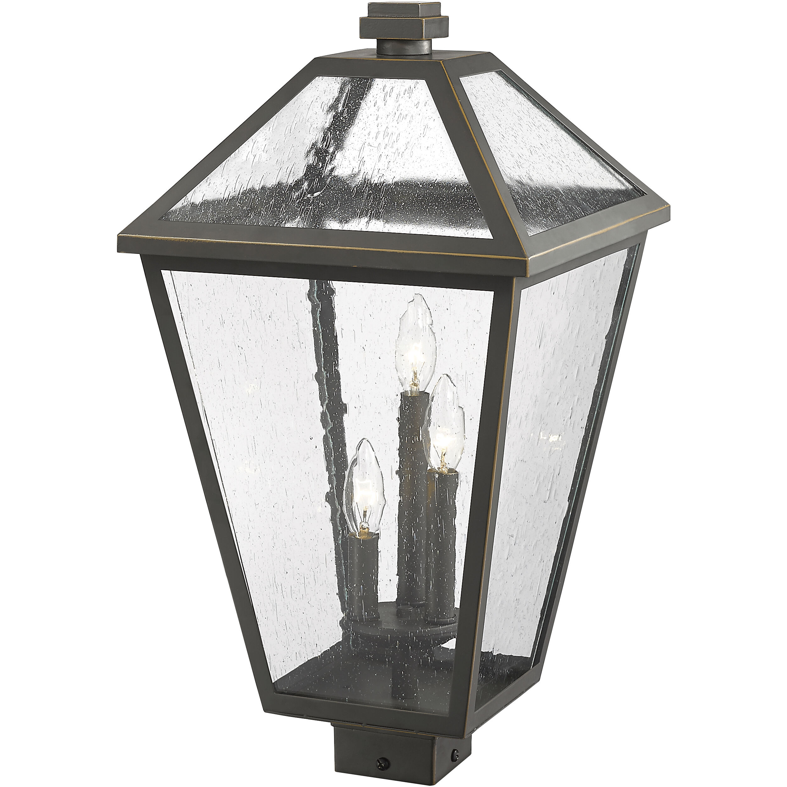 Talbot 3 Light 22.25 inch Oil Rubbed Bronze Outdoor Post Mount Fixture in Seedy Glass
