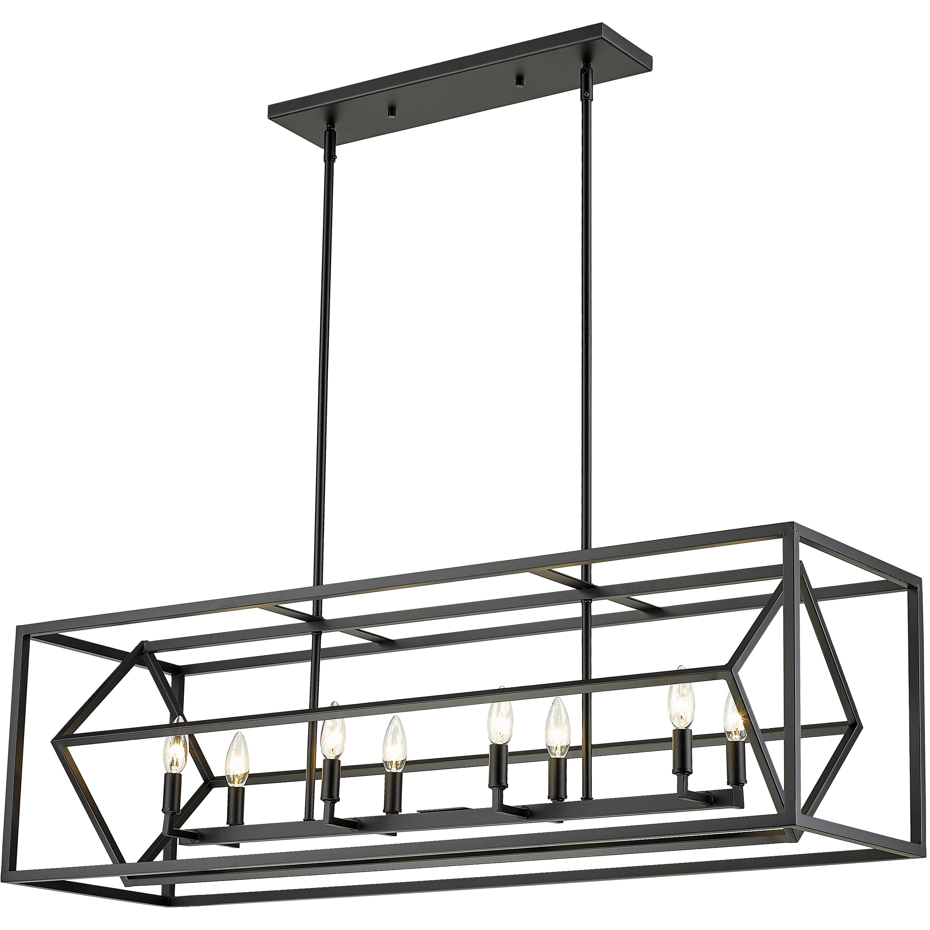 Euclid 8 Light 44 inch Matte Black Linear Chandelier Ceiling Light