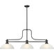 Melange 3 Light 52 inch Matte Black Billiard Ceiling Light in White Linen Glass