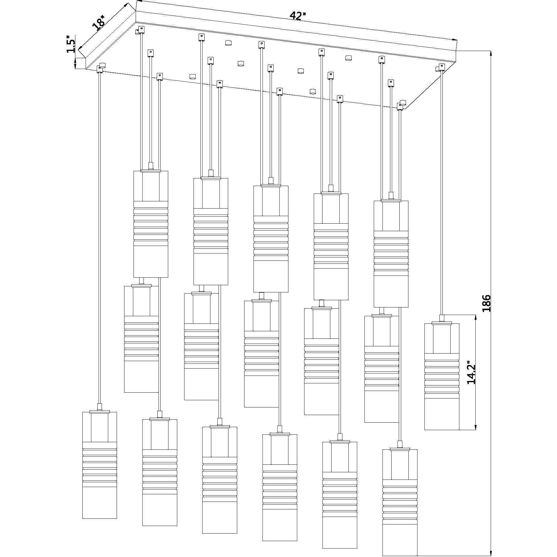 Alton 17 Light 42 inch Brushed Nickel Linear Chandelier Ceiling Light