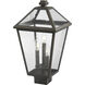 Talbot 3 Light 18.5 inch Oil Rubbed Bronze Outdoor Post Mount Fixture in Seedy Glass